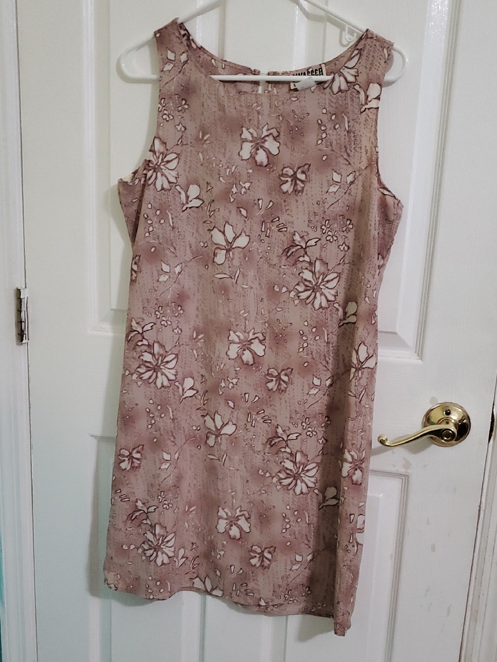 Swagger Y2K Retro Dusty Pink & Cream Floral Summer Sleeveless Shift Mini Dress M